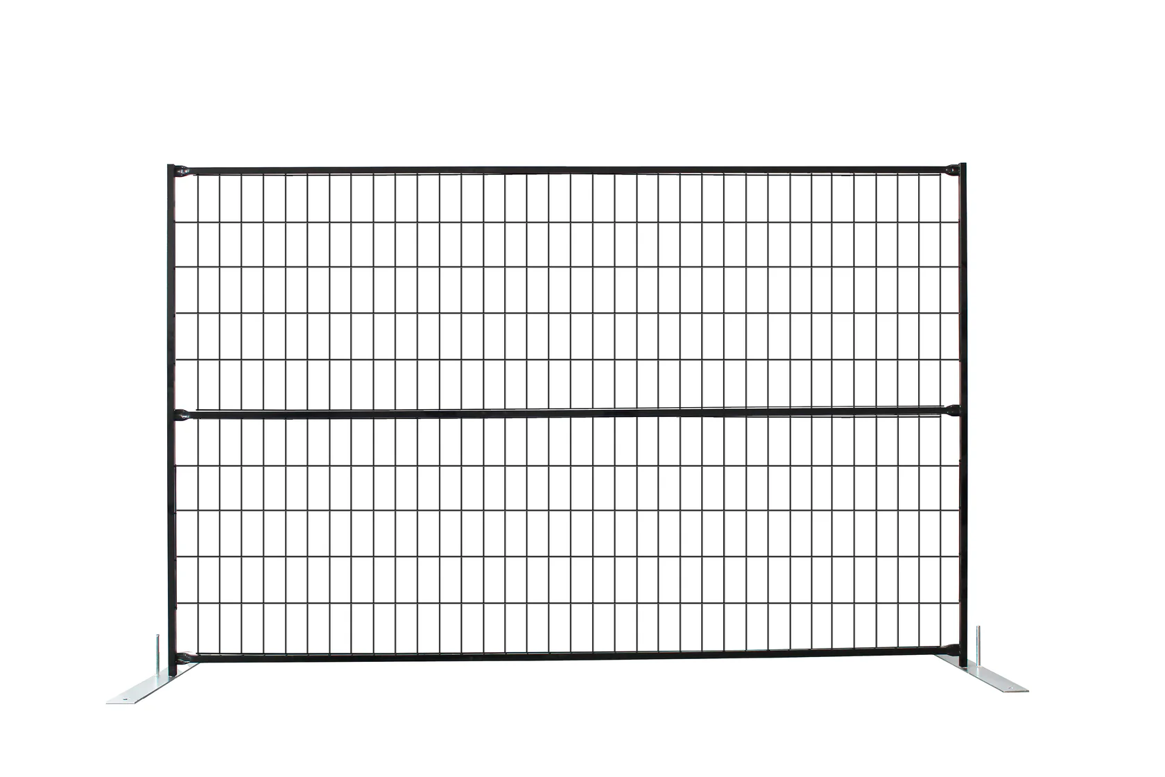 6-foot temporary fence panel with black powder-coated frame and welded mesh