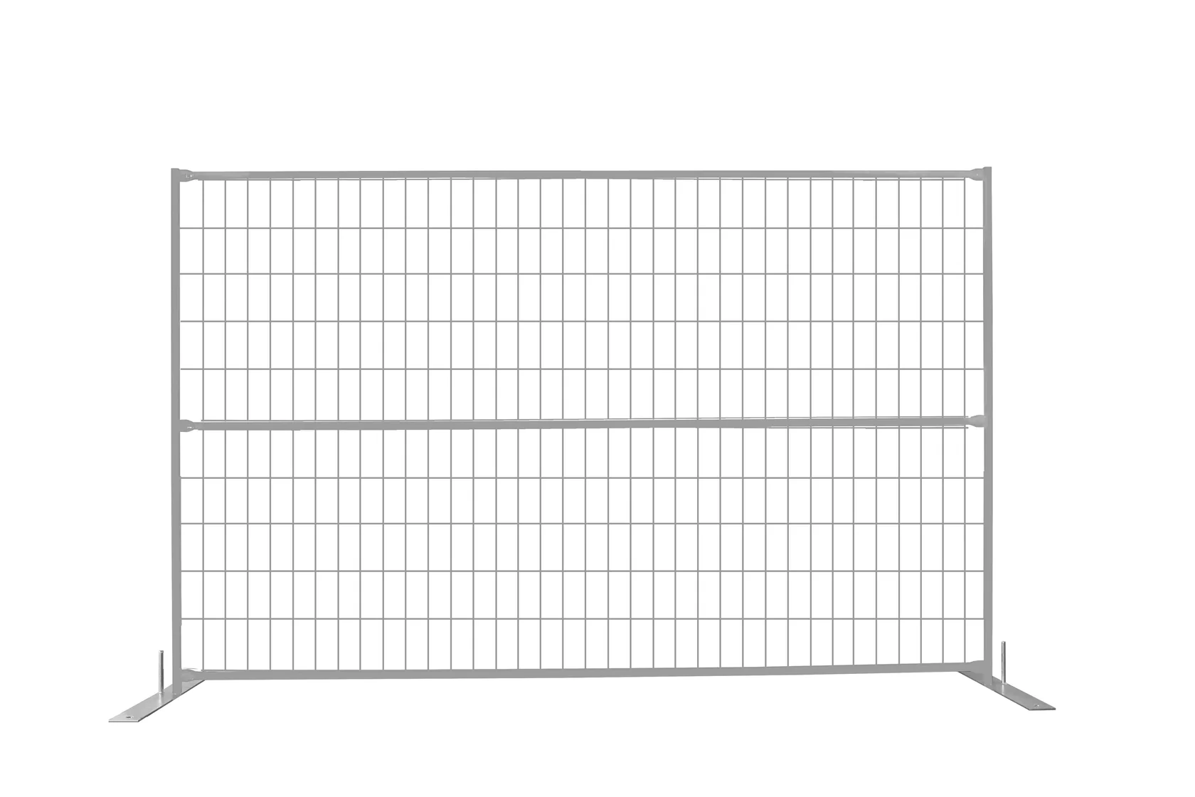 6-foot temporary fence panel with silver powder-coated frame and welded mesh